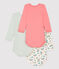 3er-Set langärmelige Baby-Bodys aus Bio-Baumwolle mit Blumenmuster für Mädchen variante 1