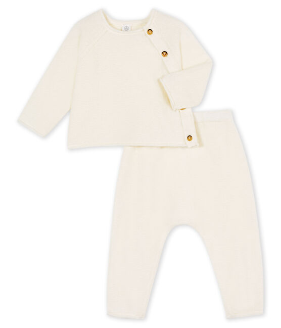 2-teiliges Baby-Set aus Baumwolle, Merinowolle und Polyester weiss MARSHMALLOW