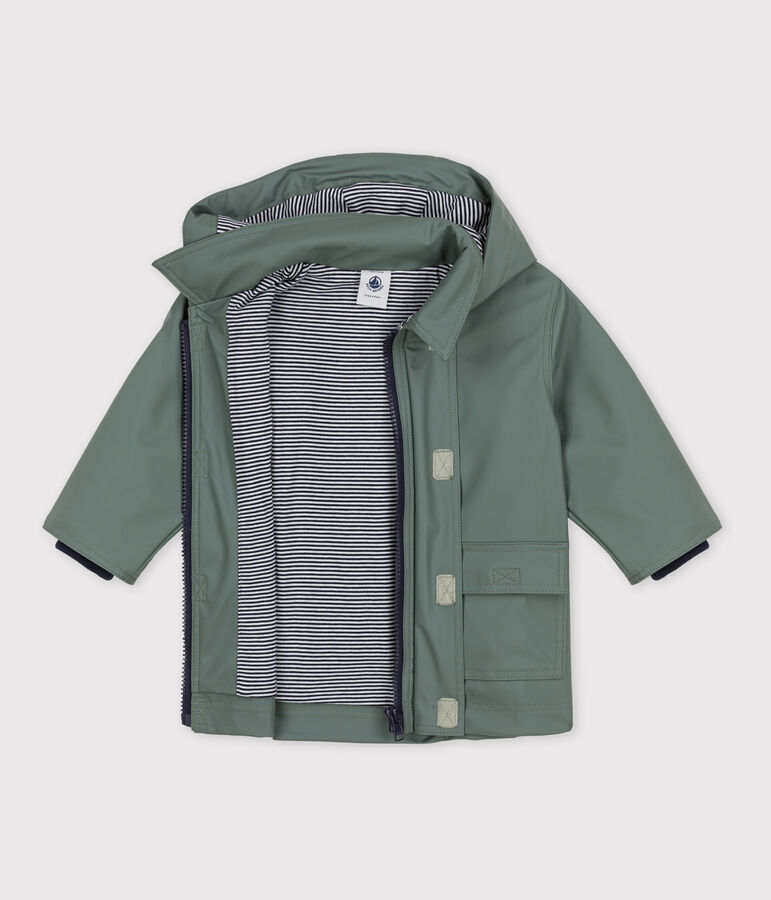 KLASSISCHE BABY-REGENJACKE AUS RECYCELTEM MATERIAL gr&uuml;n
