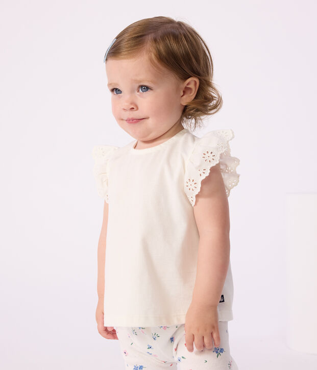 Kurz&auml;rmeliges Baby-T-Shirt aus einfarbiger Baumwolle weiss