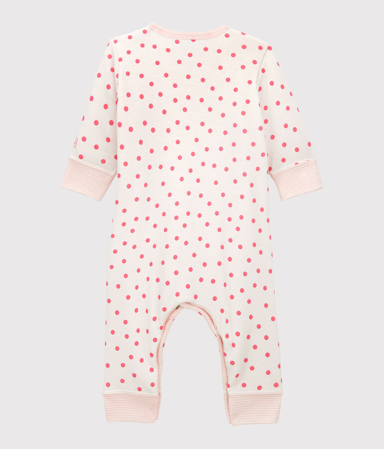 Wattierter Baby-Overall ohne F&uuml;&szlig;e aus Baumwolle weiss/rosa