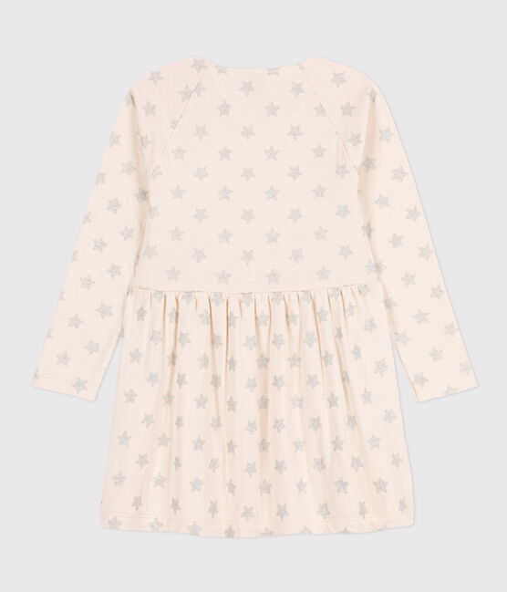Langärmeliges Kleid mit Printmotiv für Mädchen beige AVALANCHE/ ARGENT