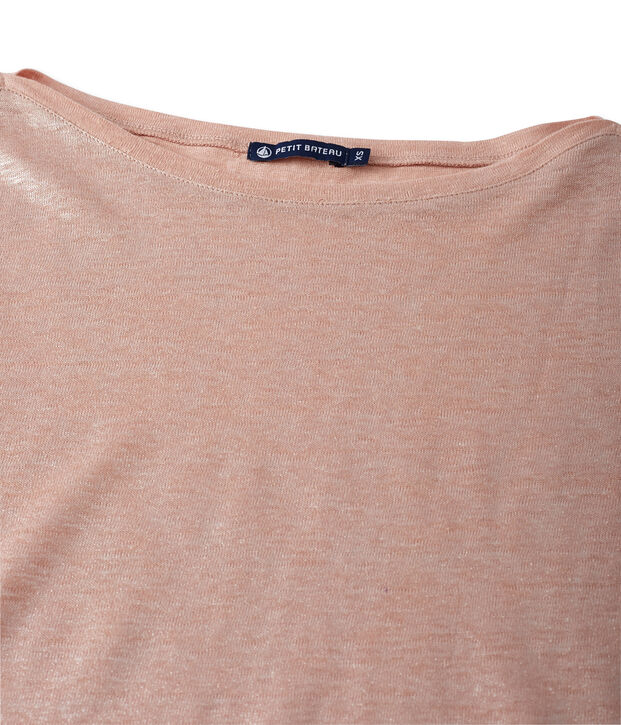 Damen-Langarmshirt aus beschichtetem Leinen rosa/grau