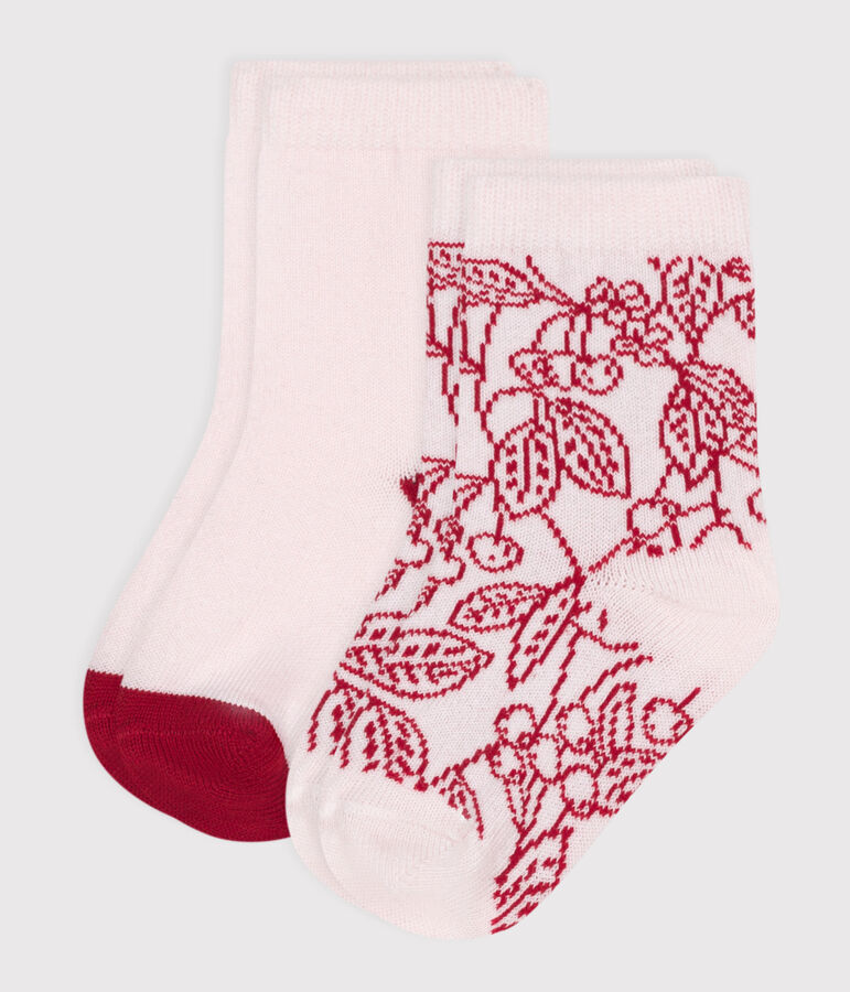 2er-Set Baby-Socken aus gebl&uuml;mter Baumwolle f&uuml;r M&auml;dchen vielfarbig