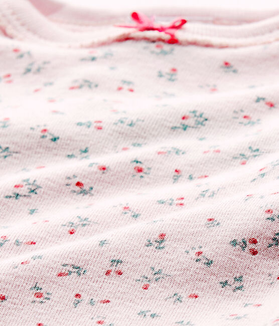 Bedruckter Baby-Mädchen-Kurzarmbody rosa VIENNE/weiss MULTICO