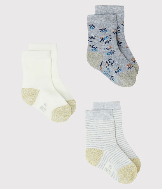 3er-Set Babystrümpfe Mädchen grau BELUGA CHINE