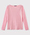 Damen-Langarmshirt aus irisierendem Leinen rosa BABYLONE/grau ARGENT