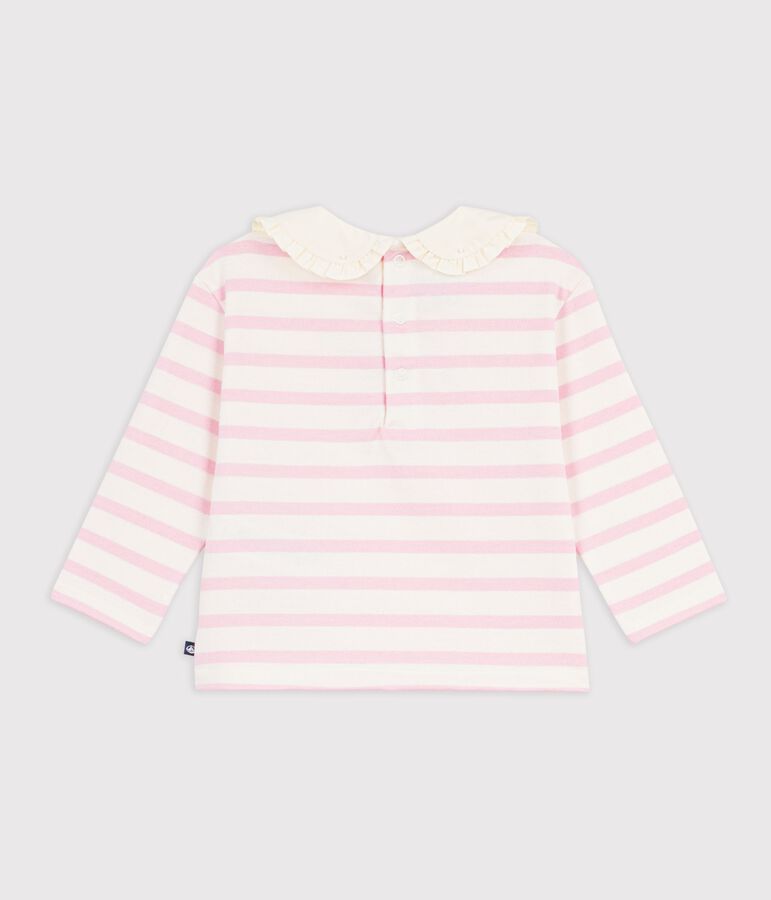 Baby-Streifenshirt mit Kragen aus Baumwolle rosa MILK/ MARQUISE