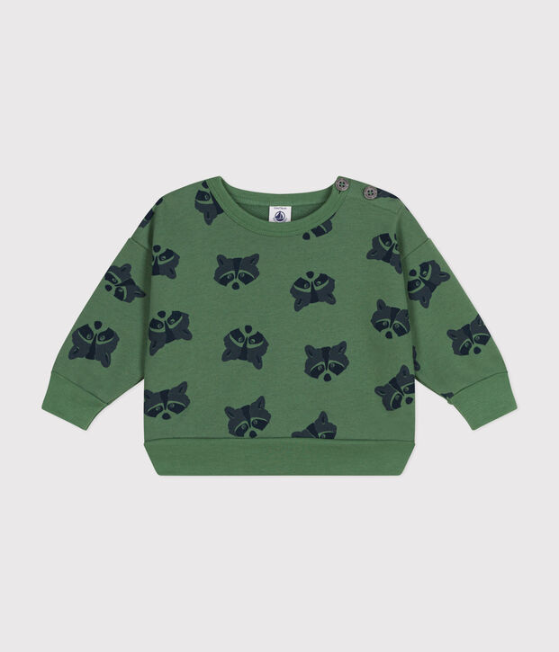 Baby-Sweatshirt aus Molton gr&uuml;n/vielfarbig