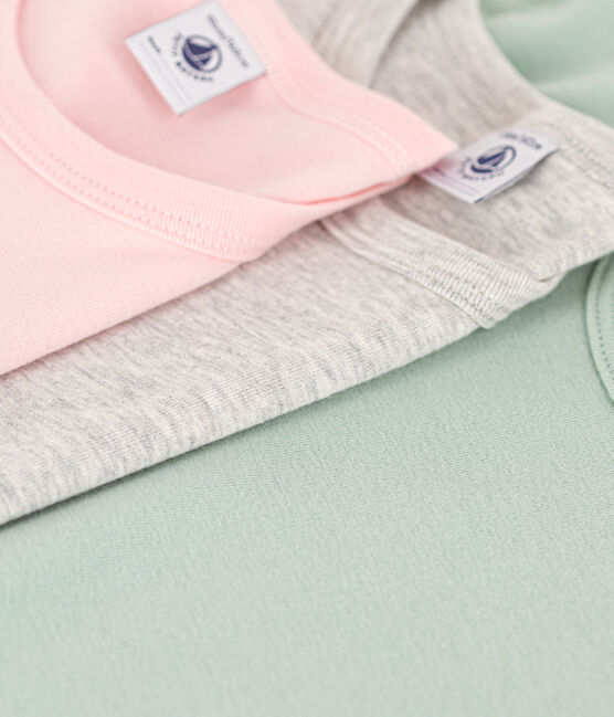 Langärmelige T-Shirts aus Baumwolle im 3er-Set für kleine Mädchen variante 1