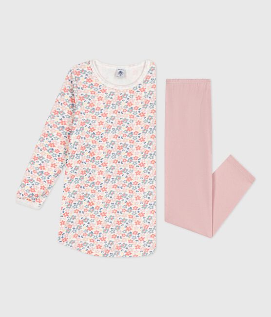 Kinder-Nachthemd und Leggings aus Nicki mit Blumenmotiv rosa JOLI/weiss MULTICO