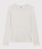 Langärmeliges Damen-T-Shirt L'Iconique aus einfarbigem Rippstrick grau BELUGA CHINE