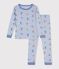 Eng anliegender Kinder-Pyjama aus gemusterter Baumwolle blau/weiss/vielfarbig