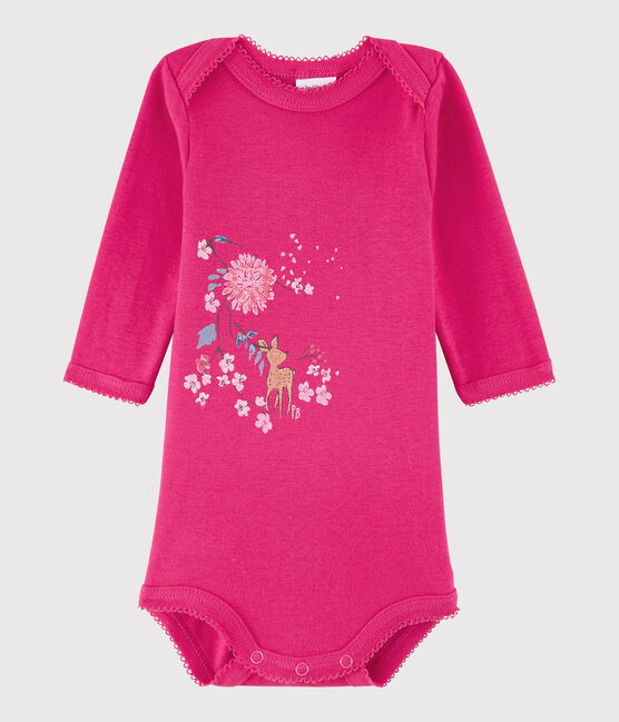 Langärmeliger Baby-Body Mädchen rosa Flashy
