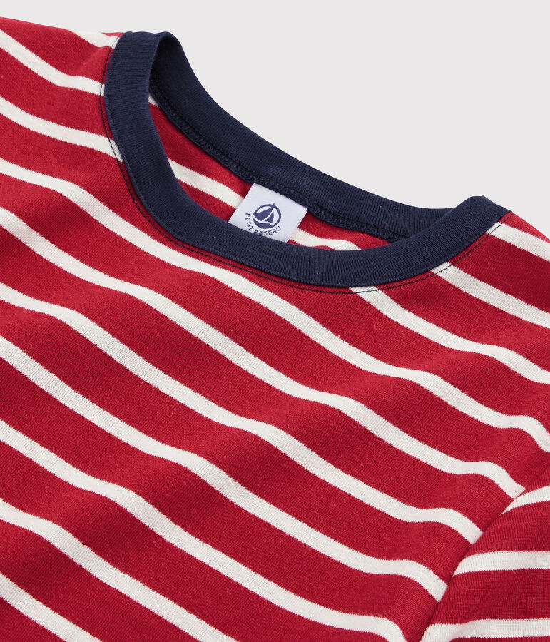 Damen-T-Shirt mit Rundhalsausschnitt rot/weiss