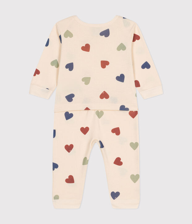 Babypyjama ohne F&uuml;&szlig;e aus Baumwolle mit Herzmotiv naturfarben/vielfarbig