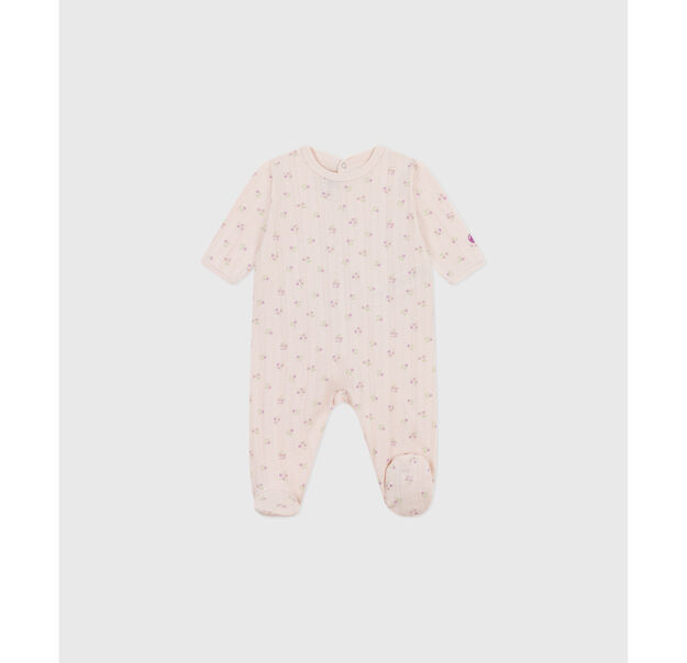 Dors bien en c&ocirc;te pointelle. beige/rosa/vielfarbig