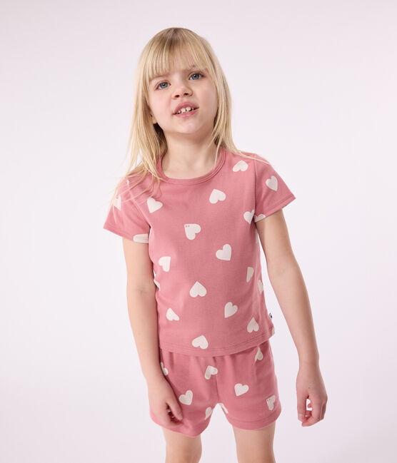 Kinder-Kurzpyjama aus Baumwolle mit Herz-Motiv rosa ROSEWOOD/ MARSHMALLOW