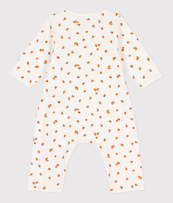 Baby-Bodyjama aus Baumwolle weiss MARSHMALLOW/ ORANGE