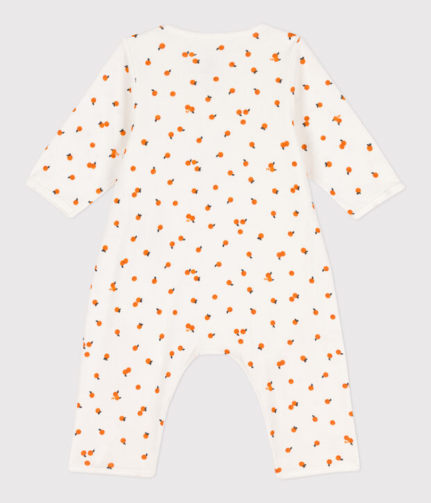 Baby-Bodyjama aus Baumwolle weiss/ORANGE