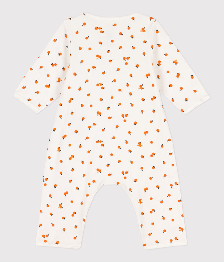 Baby-Bodyjama aus Baumwolle weiss/ORANGE