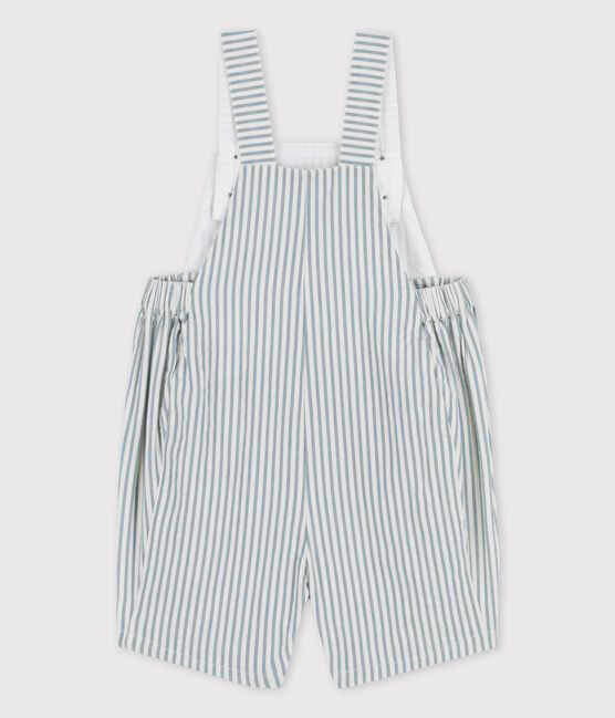 Kurze Baby-Latzhose aus Seersucker blau BRUT/weiss MARSHMALLOW