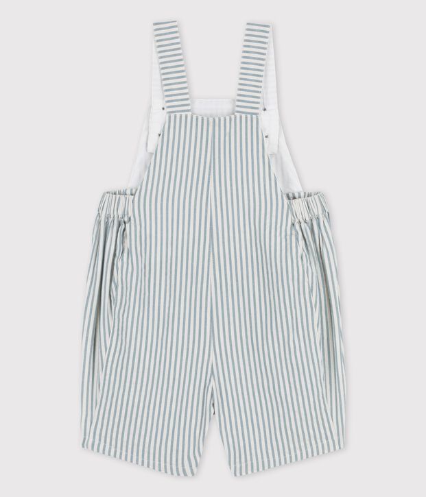 Kurze Baby-Latzhose aus Seersucker gr&uuml;n/weiss