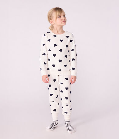 Kinder-Pyjama aus Baumwoll-Frottee mit Herz-Motiv