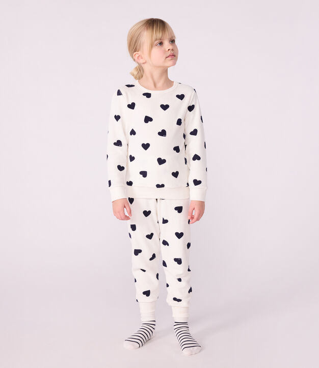 Kinder-Pyjama aus Baumwoll-Frottee mit Herz-Motiv blau/blau