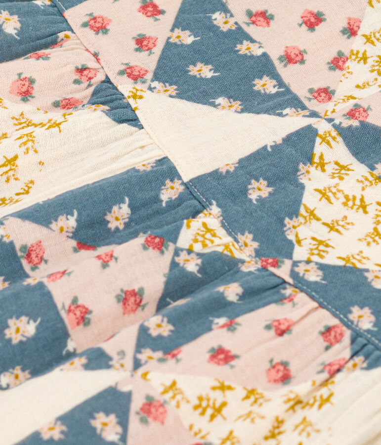 Kurz&auml;rmeliges Babykleid aus bedruckter Musselin naturfarben/vielfarbig