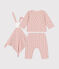 Baby-Set Cardigan, Hose und Kuscheltier aus Baumwolle rosa SALINE/ ROSEWOOD