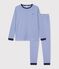 Kinder-Pyjama aus Baumwolle mit Streifen blau/weiss
