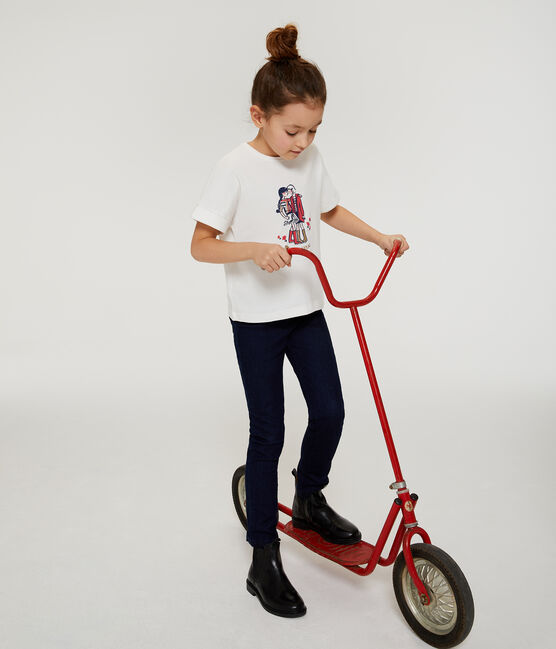 Kurzärmeliges Kinder-T-Shirt Mädchen weiss MARSHMALLOW
