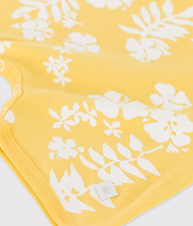 Kurzer Baby-Einteiler aus Baumwolle mit Hawaiimuster gelb/weiss