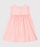 Gestreiftes kurzärmeliges Babykleid für Mädchen weiss MARSHMALLOW/rosa ROSAKO