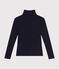 Damen-T-Shirt "L'Iconique" mit Rollkragen im 2x2-Rippstrick blau SMOKING