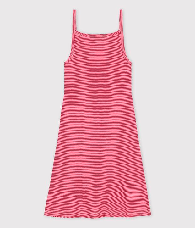 Kurznachthemd aus Baumwolle f&uuml;r Damen rot/weiss