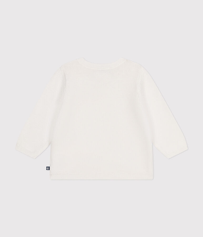 Baby-Cardigan aus Baumwollstrick in Ajour-Optik weiss MARSHMALLOW