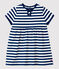 Kurzärmeliges Babykleid aus gestreiftem Jersey blau MEDIEVAL/weiss MARSHMALLOW