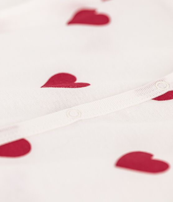 Baby-Kurzoverall aus Baumwolle mit Herzen weiss MARSHMALLOW/rot TERKUIT
