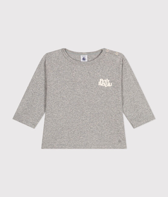 Langärmeliges Baby-T-Shirt aus Baumwolle grau CHATON CHINE