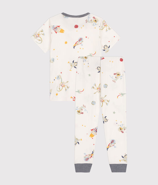 Kinder-Pyjama aus Baumwolle mit Weltraummotiv weiss MARSHMALLOW/weiss MULTICO