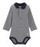 Langärmliger Baby-Body mit Polokragen für Jungen blau SMOKING/weiss LAIT