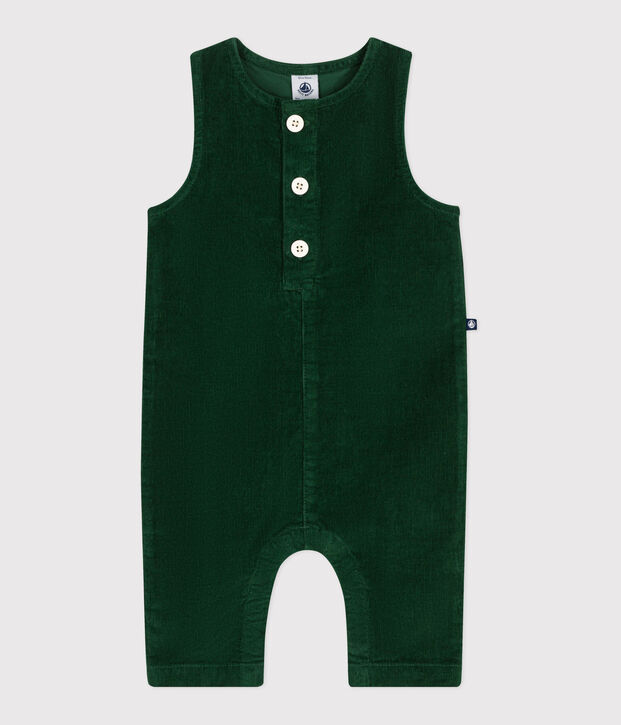Langer Baby-Overall aus einfarbigem Nicki gr&uuml;n
