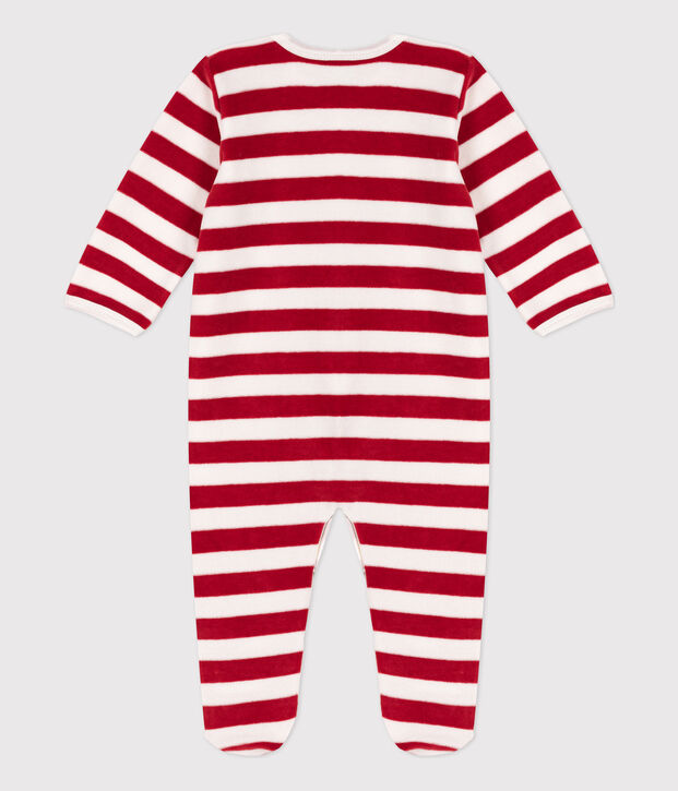 Baby-Strampler aus Nicki rot/weiss