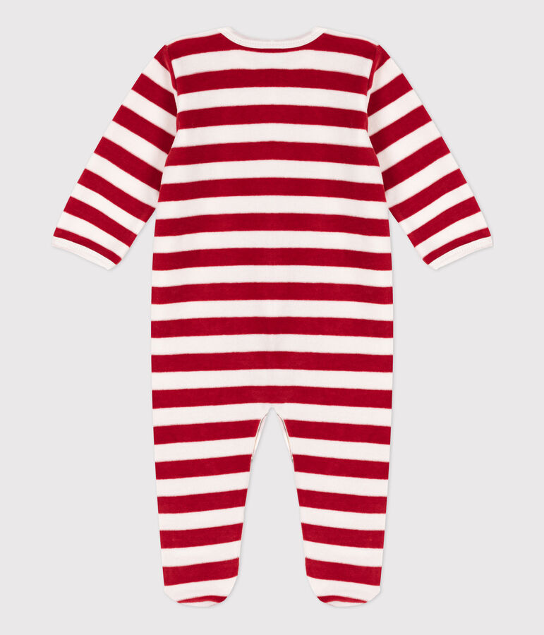Baby-Strampler aus Nicki rot/weiss