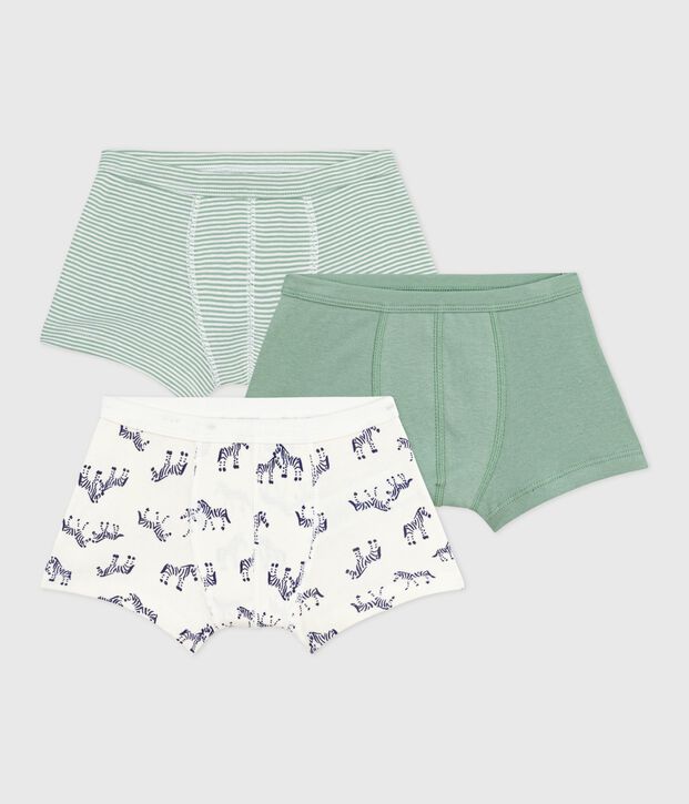 Set Kinder-Boxershorts aus Baumwolle mit &uuml;berzogenem Bund mit Zebra-Motiv vielfarbig