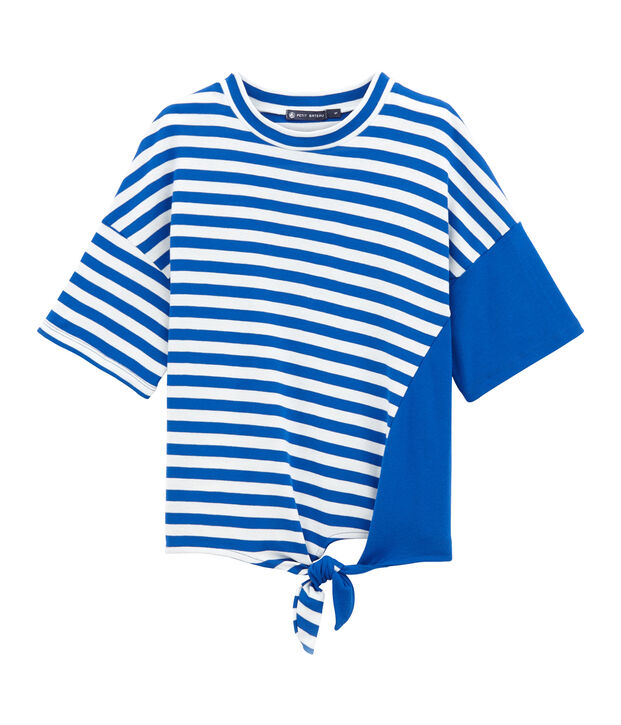 Damen-strandshirt blau/weiss