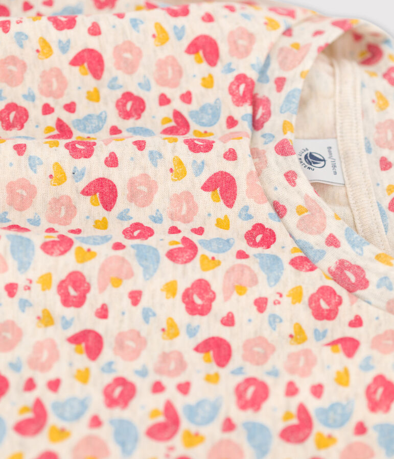 Lang&auml;rmeliges Kleid aus Wolle und Baumwolle f&uuml;r M&auml;dchen beige/vielfarbig