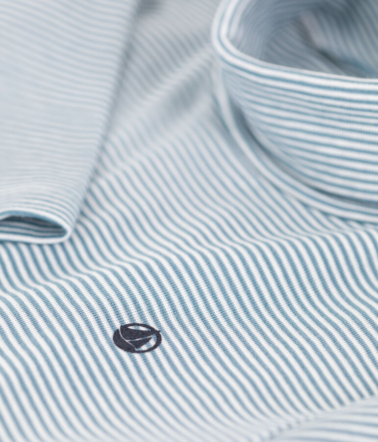 Gestreifter Unterziehpullover aus Baumwolle f&uuml;r M&auml;dchen und Jungen blau ROVER/weiss MARSHMALLOW